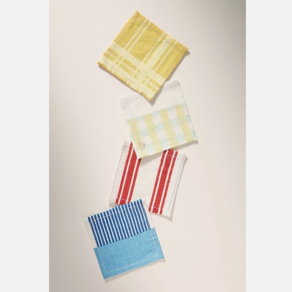 NWT ANTHROPOLOGIE MARGOT LINEN COCKTAIL NAPKINS, SET OF 4 - Picture 2 of 2